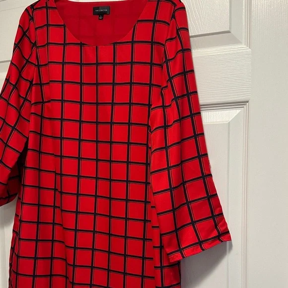 The Limited Red and Navy Checkered Long Sleeve Dress - Picture 7 of 7
